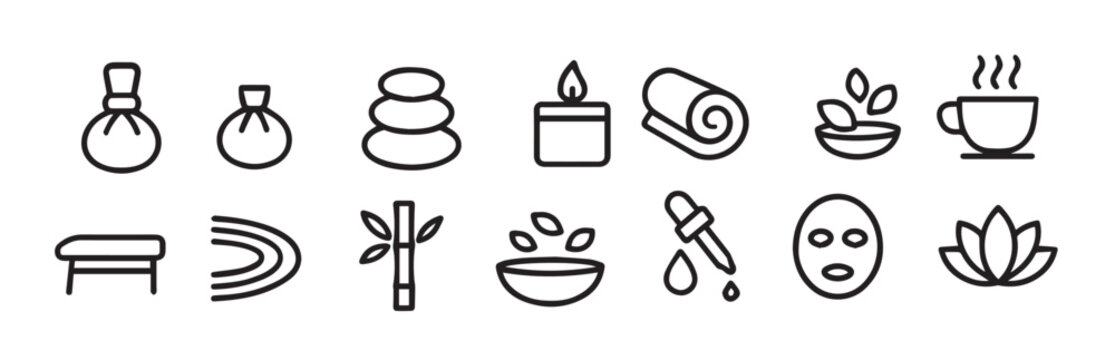 relax and rejuvenate spa icons for wellness and self care