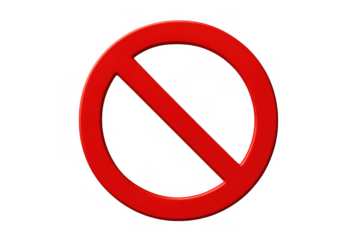 Red no symbol indicating prohibition, blocking, restriction, cancelation, and forbidden actions on a transparent background