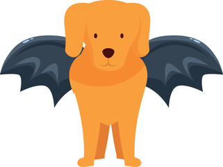 Cute golden retriever wearing bat wings, perfect for halloween greeting cards, social media posts, and festive decorations