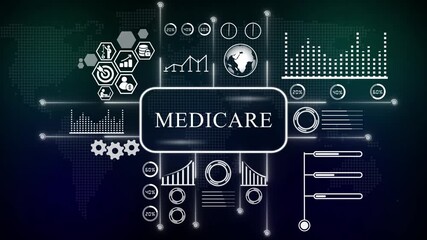 Medicare Digital Infographic with Icons and Charts.concept with icons and world map. Business, technology, modern technology concept. - Powered by Adobe