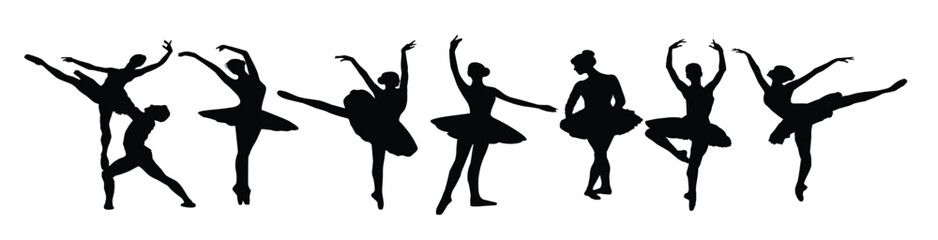  set of ballet dancers silhouettes
