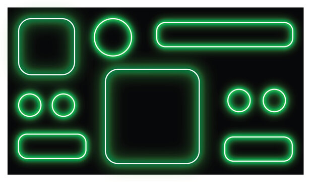 Green Neon Shapes on Black Background interface