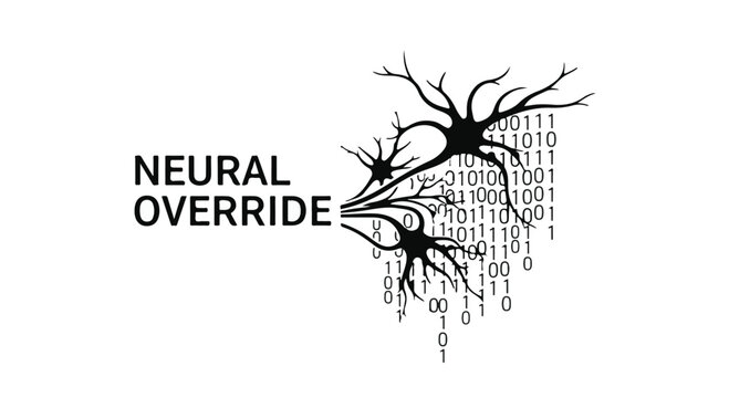 Abstract illustration of neural network merging with binary code, representing artificial intelligence and data.