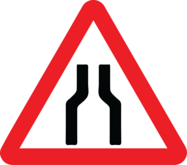 narrow road sign