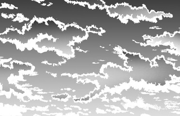 青い空と白い雲の漫画背景素材