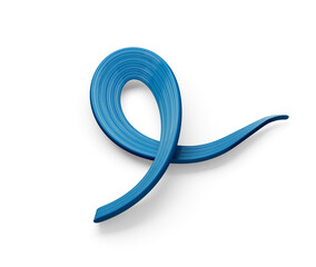 Vibrant blue ribbon loop, a symbol of awareness, hope, and solidarity. 3D illustration