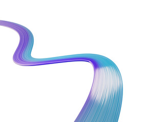 Dynamic blue and purple flowing ribbon, abstract wavy design on white. 3D illustration