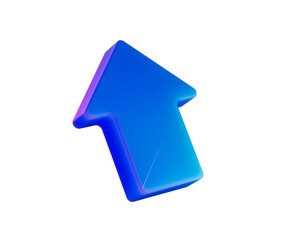 A glowing blue arrow pointing upward, symbolizing progress, direction and growth. 3D Illustration