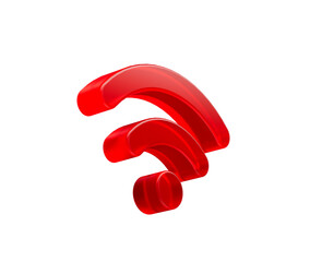 3D Red Wi-Fi symbol with glossy finish, representing modern wireless connectivity. 3d Illustration