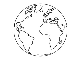 A simple yet impactful outline drawing of the globe, symbolizing the earth and global connection, perfect for educational materials or environmental themes.
