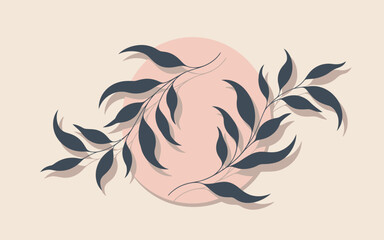 Fototapeta premium This image features abstract leaves on a soft pastel background, creating a calm and serene atmosphere, perfect for conveying tranquility and nature-inspired themes.