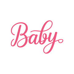 Obraz premium Baby written in a joining script style with a bold stroke on a simple background in vector format, created in a typography logo style
