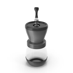 black manual coffee grinder with glass container