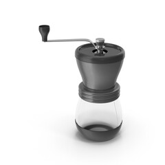 black manual coffee grinder with glass container