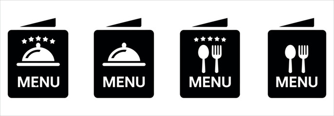 Restaurant menu icons, diverse dining options and star ratings, a culinary guide for food lovers seeking the perfect experience with delicious meals.