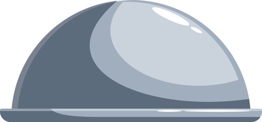 Silver serving cloche is keeping food warm in restaurant