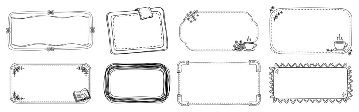 Hand Drawn Doodle Rectangle Frames Collection – Cute Vector Borders
