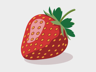 A beautifully rendered illustration of a ripe strawberry, showcasing its vibrant colors and texture, ideal for projects related to nutrition, organic products, or summer themes.