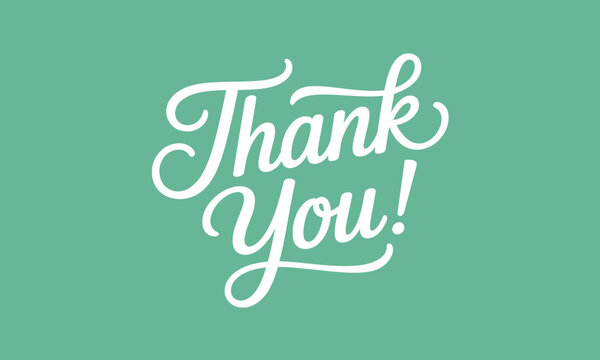 A warm, handwritten 'Thank You!' message designed in a flowing cursive style, evoking feelings of gratitude and appreciation in an appealing and contemporary manner.