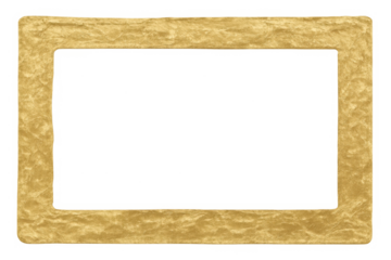 Golden textured rectangular frame with empty space, creating an elegant border background on transparent