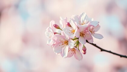 Soft focus spring blossoms, bokeh effect, pastel colors,  outdoors,  garden