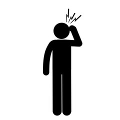Stick figure holding head showing painful headache symptoms.