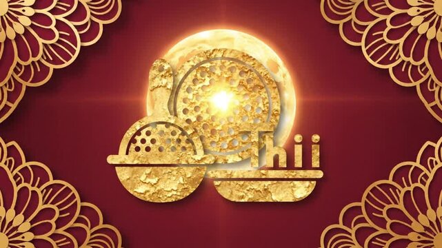 Golden Karva Chauth Channi Icon Thii Full Moon Religious Background