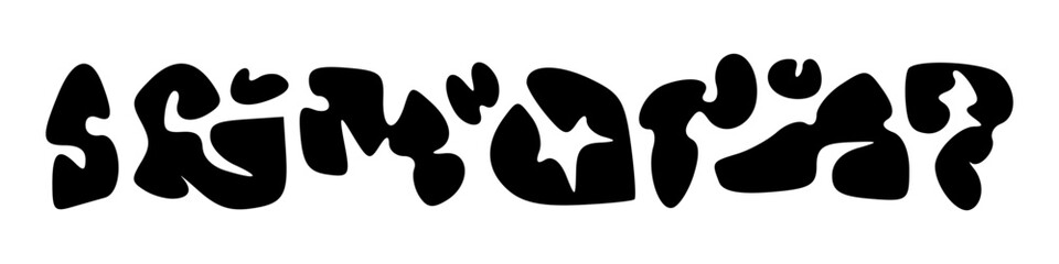 Irregular organic liquid fluid blob shape vector illustration set. Random various wave abstract irregular bubble curve fluid blob template for presentation design, flyer, isolated on white background