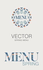 This charming spring menu design features floral elements and a modern layout, perfect for restaurants and cafes looking to refresh their seasonal offerings.