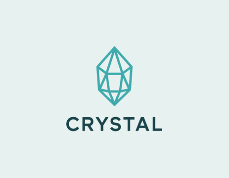 A sleek, crystal-shaped logo design featuring clean lines and a modern aesthetic, suitable for branding in tech or wellness industries with a refreshing look.