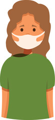 Fototapeta premium Portrait of a woman wearing a surgical mask covering her nose and mouth, protecting herself from virus infection