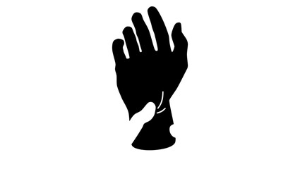 measure your pulse with your hand, black isolated silhouette