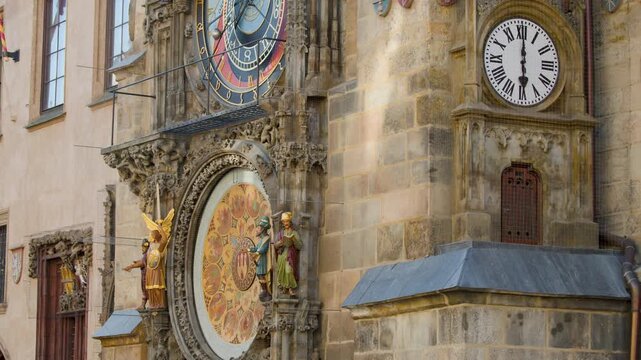 Astronomical Clock Detail with Moving Statues in Prague