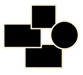 Template collage with four retro frame photos. Moodboard pictures album grid for scrapbooking. Vintage style mood board layout. Isolated on white background. Copy space for your text and photo