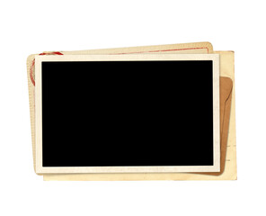 Retro photo, vintage envelope and cards. Old card, blank photo. Isolated on white. Nostalgic scrapbooking mockup template is perfect way to express creativity and evoke a sense of warm memories