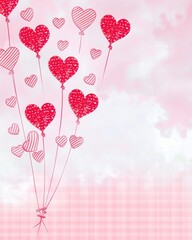 Romantic Valentine Love Theme - Romantic Heart Balloon Illustration on Soft Pink Background for couples and celebration background