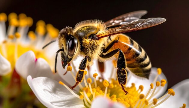 bee on flower - Powered by Adobe