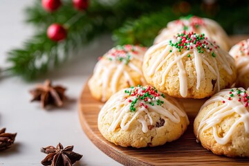 Italian Christmas Cookies with creamy icing
