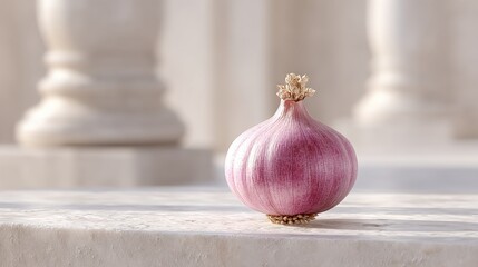Close-up of a vibrant red onion, showcasing its layered texture and fresh produce quality for culinary or food photography use.