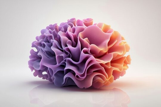 Abstract porous coral-like structures &ndash; colorful organic 3D forms on neutral background. AI generated.