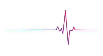 A colorful electrocardiogram line shows a heartbeat waveform with a gradient from blue to pink.