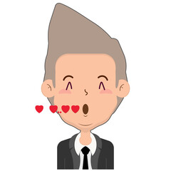 business or receptionist man whistling face cartoon cute