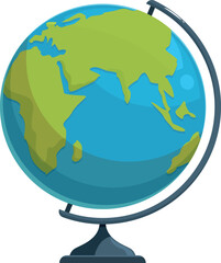 Cartoon globe showing africa and asia, ideal for educational projects related to geography, travel, and global awareness