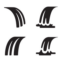 Forest waterfall nature river cliff landscape silhouette vector scene