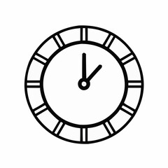Outlined clock with simple design on white background

