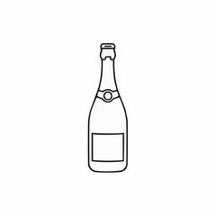 Outline of champagne bottle on white background