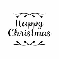 Happy Christmas greeting with decorative elements on white background