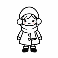 Cute girl in winter outfit smiling on white background
