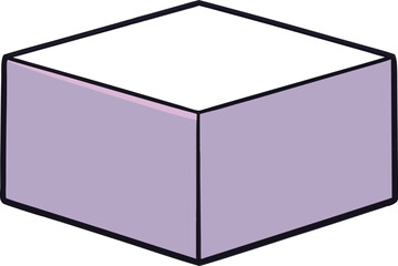 Simple isometric illustration of a purple and white cube