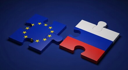 Eu russia relations concept puzzle pieces european union russian federation